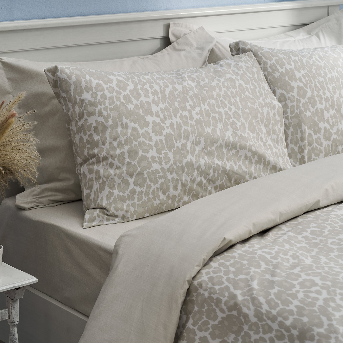 Μαξιλαροθήκες Salonica Leopar (Μπεζ) Σχέδιο Πανωσέντονο