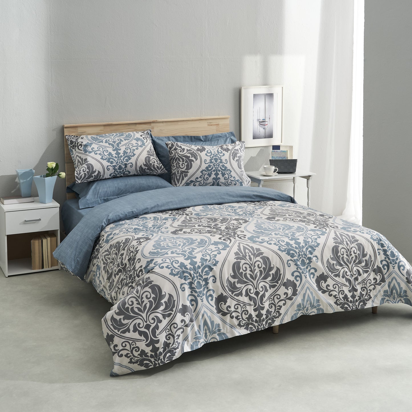 Πάπλωμα Υπέρδιπλο 220x230εκ. Salonica Βικτωριανό (Μπλε)