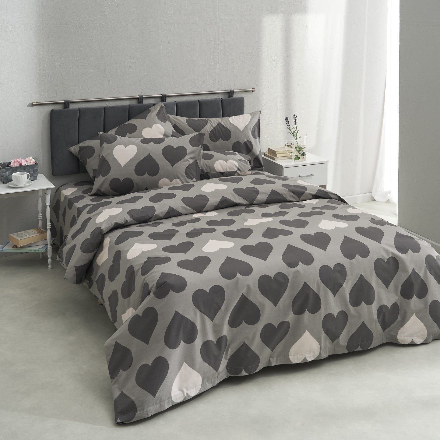 Πάπλωμα Μονό 160x230εκ. Salonica Love (Γκρι)