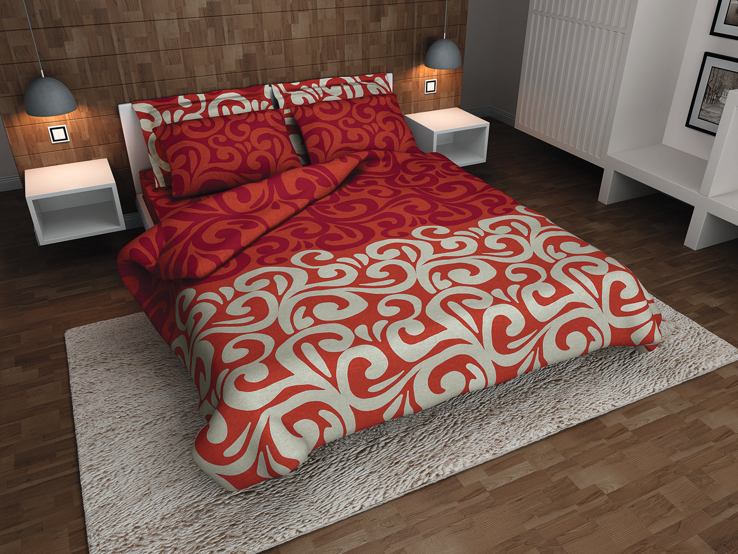 Σετ Διπλό 200x260εκ. Cotton stories Χρύσα (Κόκκινο)