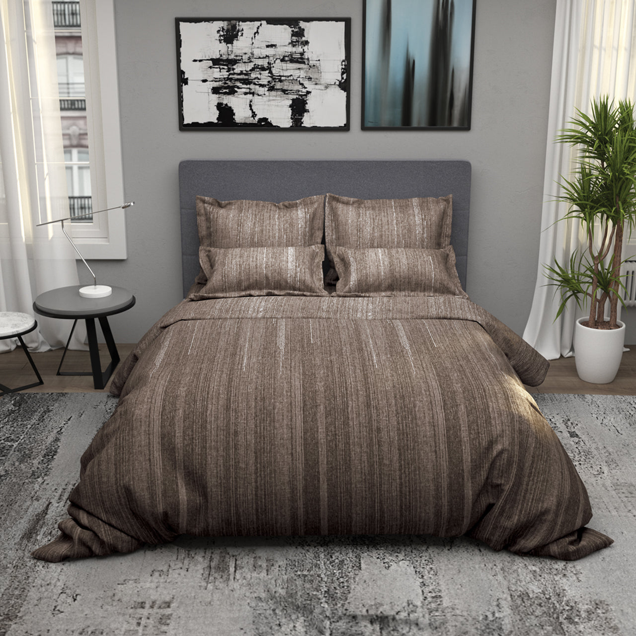 Πάπλωμα Υπέρδιπλο 220x230εκ. Salonica Βροχή (Καφέ)