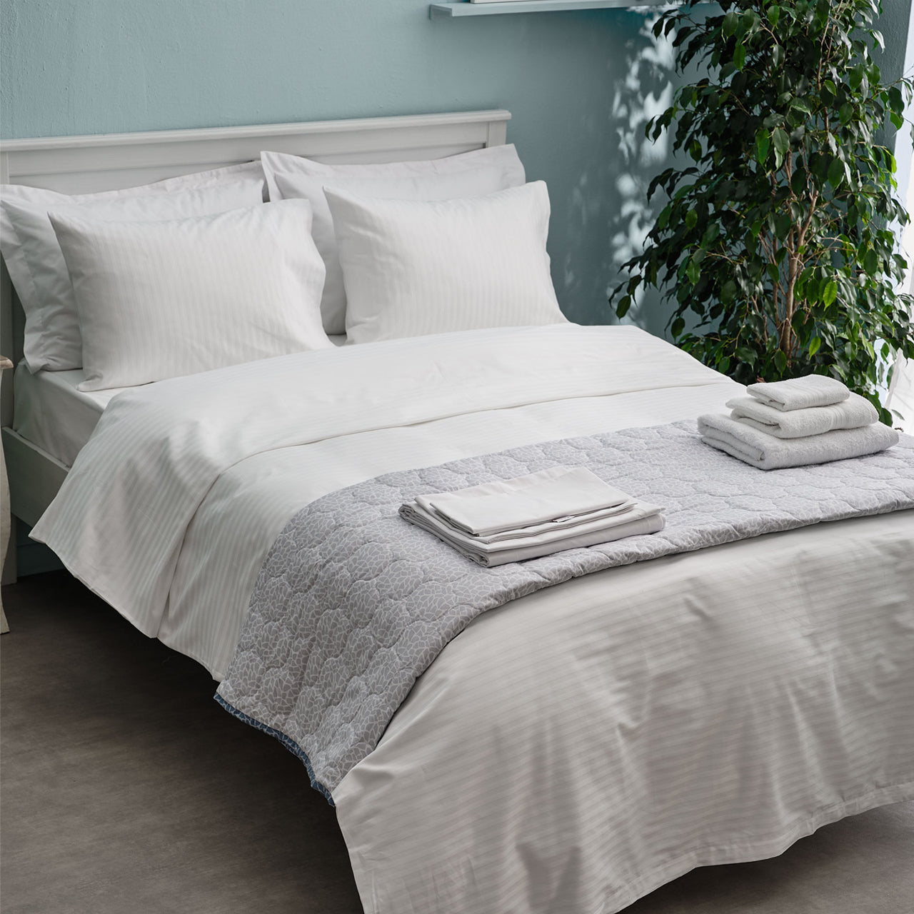 Σεντόνι Μονό 170x270 Satin Stripe Λευκό