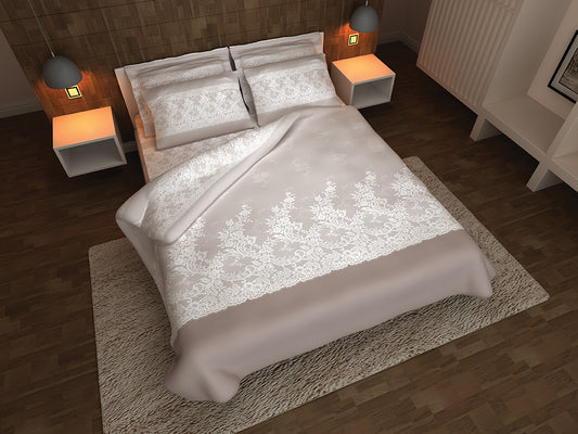 Σετ Διπλό 200x260εκ. Cotton stories Ρομαντικό (Μπεζ)