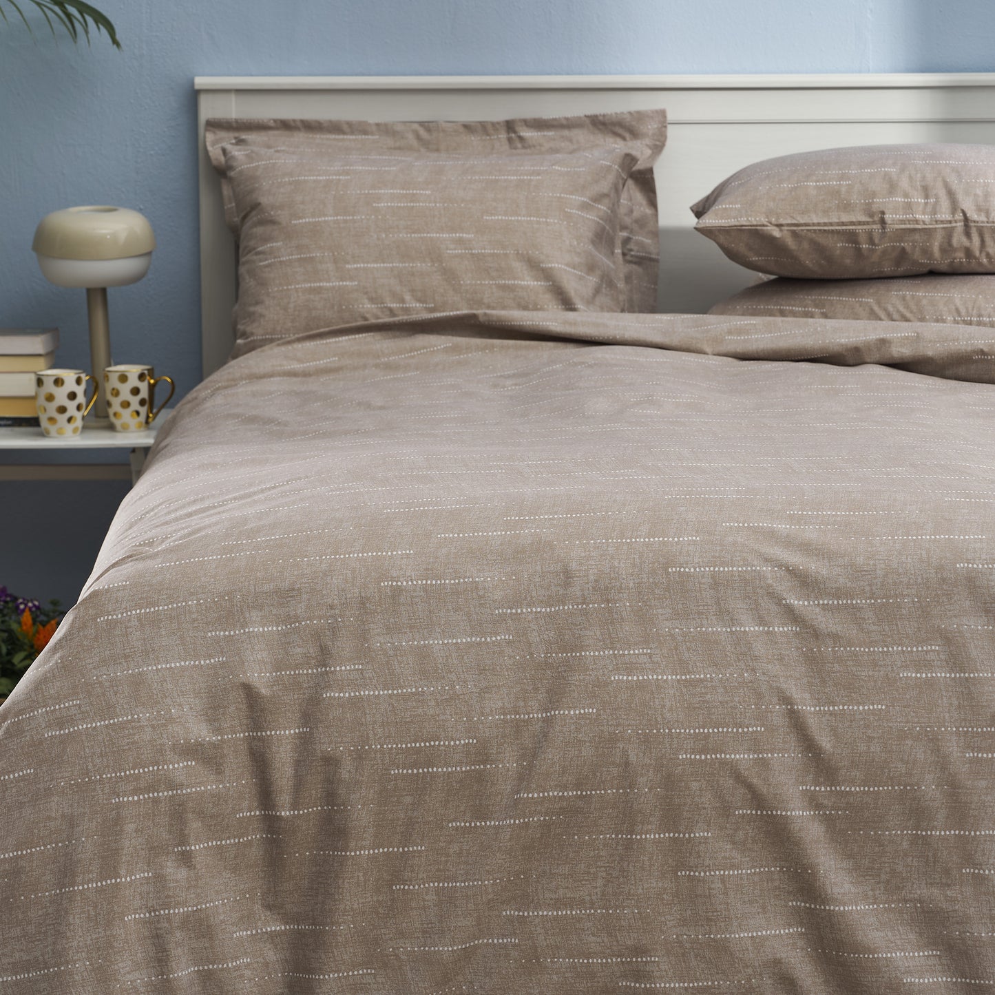 Σεντόνι Διπλό με Λάστιχο 160x200+30εκ. Salonica Κουκκίδες (Καφέ)