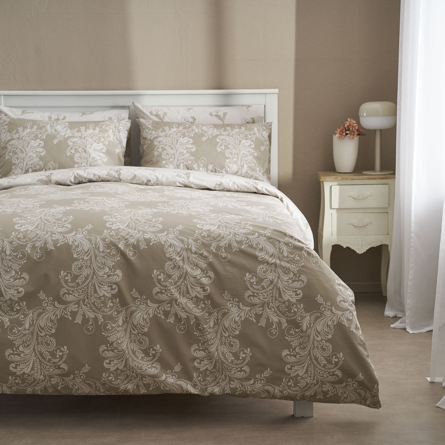 Παπλωματοθήκη Διπλή 200x240εκ. Salonica Δαντέλα (Μπεζ)