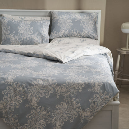 Σεντόνι Διπλό με Λάστιχο 160x200+30εκ. Salonica Δαντέλα (Γαλάζιο) Σχέδιο Πανωσέντονο