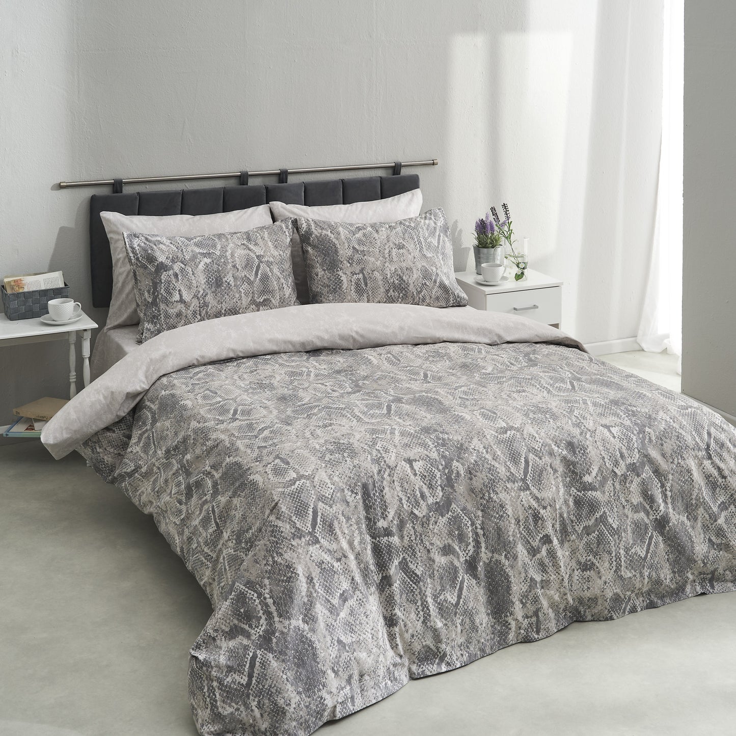 Σεντόνι Υπέρδιπλο 230x260εκ. Salonica Sahara (Γκρι) Σχέδιο Κατωσέντονο