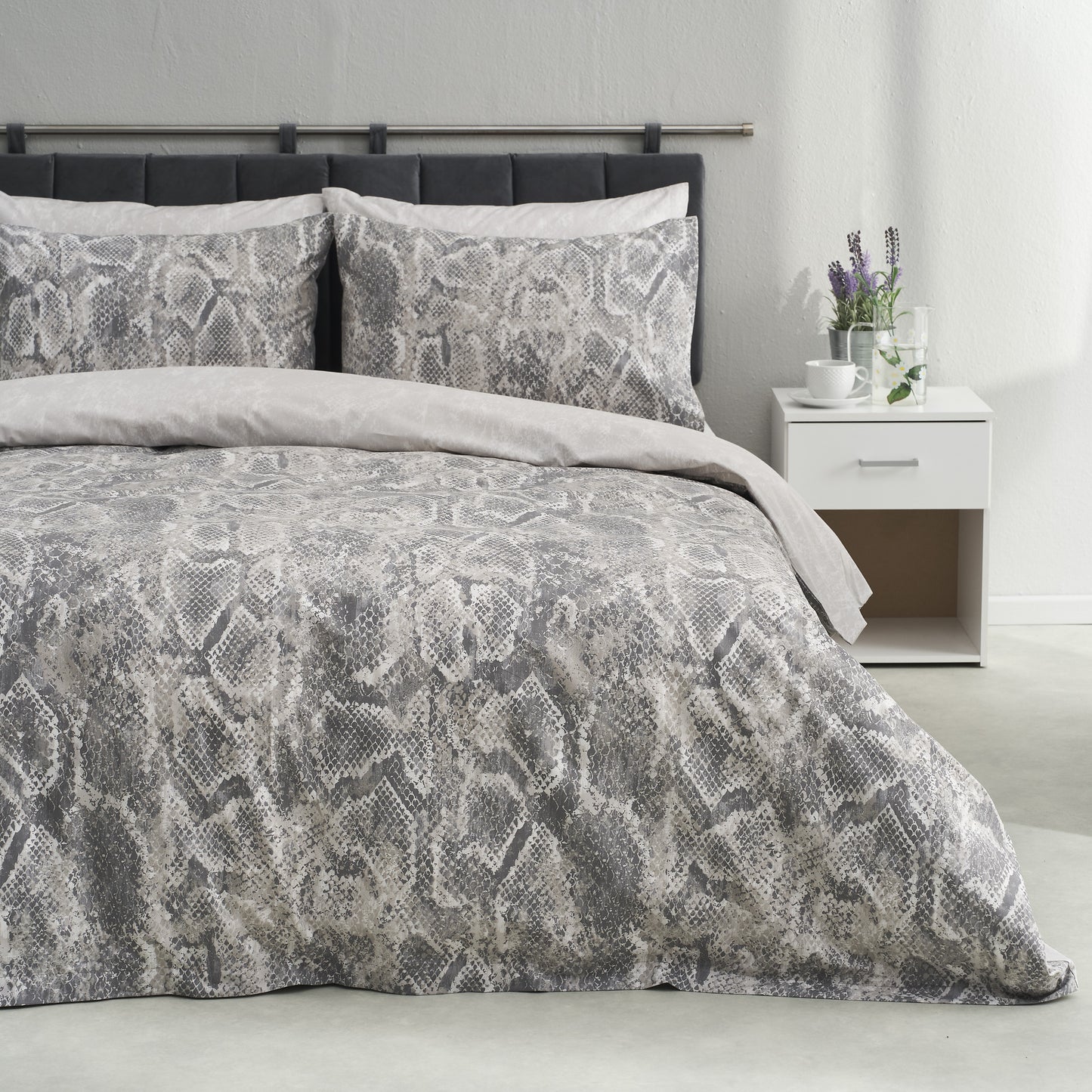 Σεντόνι Υπέρδιπλο με Λάστιχο 180x200+30εκ. Salonica Sahara (Γκρι) Σχέδιο Κατωσέντονο