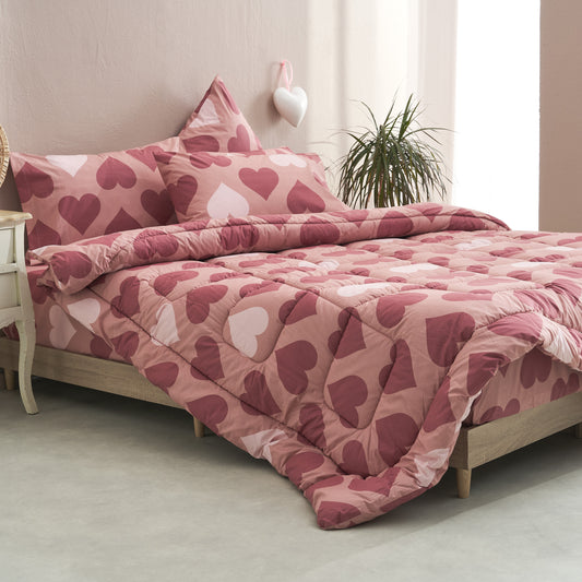 Πάπλωμα Υπέρδιπλο 220x230εκ. Salonica Love (Κόκκινο)