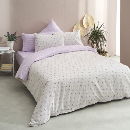 Σεντόνι Υπέρδιπλο 230x260εκ. Salonica Άνοιξη (λιλά) Σχέδιο Πανωσέντονο