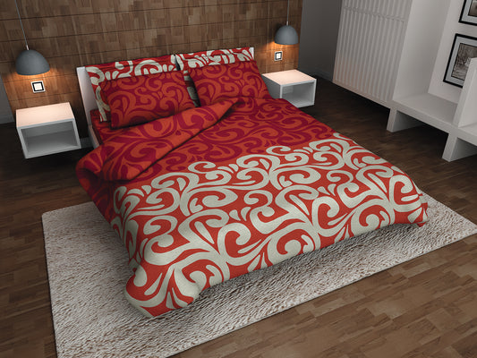Σετ Διπλό 200x260εκ. Cotton stories Χρύσα (Κόκκινο)