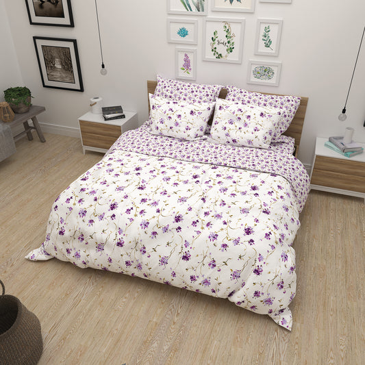 Σετ Διπλό 200x260εκ. Cotton stories Πασχαλιά (Μωβ)