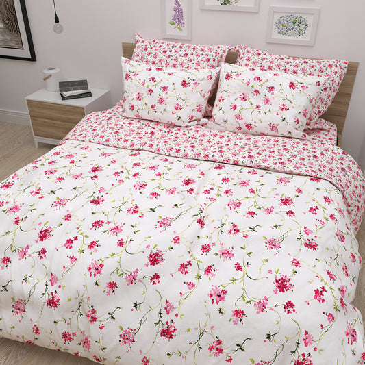 Σετ Διπλό 200x260εκ. Cotton stories Πασχαλιά (Φούξια)