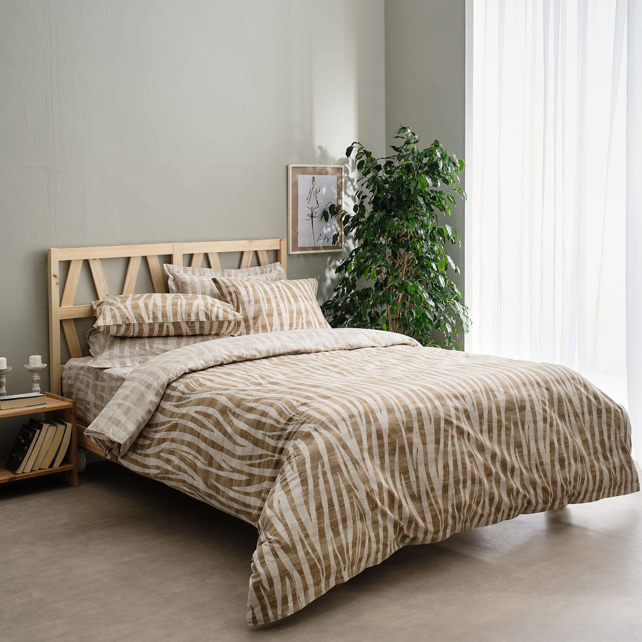 Σεντόνι Μονό 160x260εκ. Salonica Safari (Καφέ) Σχέδιο Πανωσέντονο