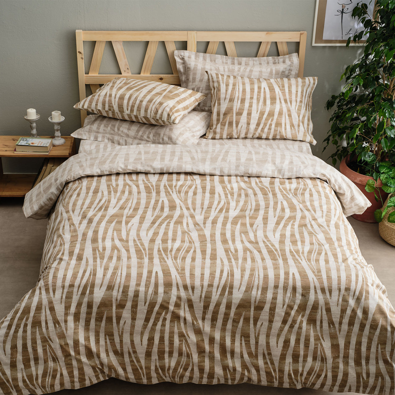 Σεντόνι Μονό 160x260εκ. Salonica Safari (Καφέ) Σχέδιο Πανωσέντονο