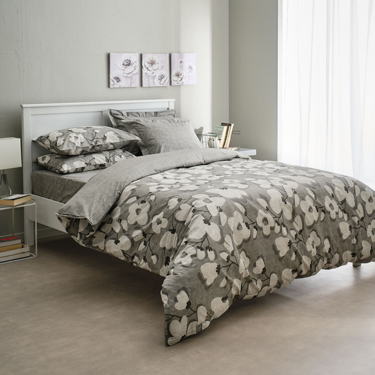 Πάπλωμα Μονό 160x230εκ. Salonica Ακουαρέλα (Γκρι)