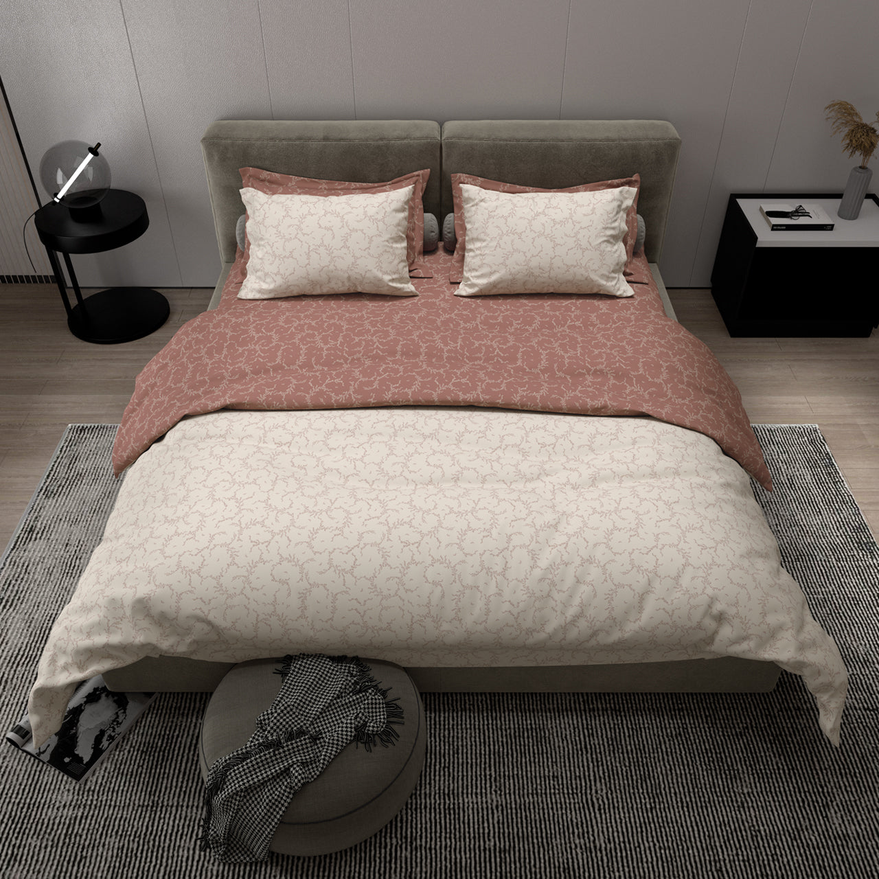 Παπλωματοθήκη Υπέρδιπλη 220x240εκ. Salonica Κέντημα (κόκκινο)