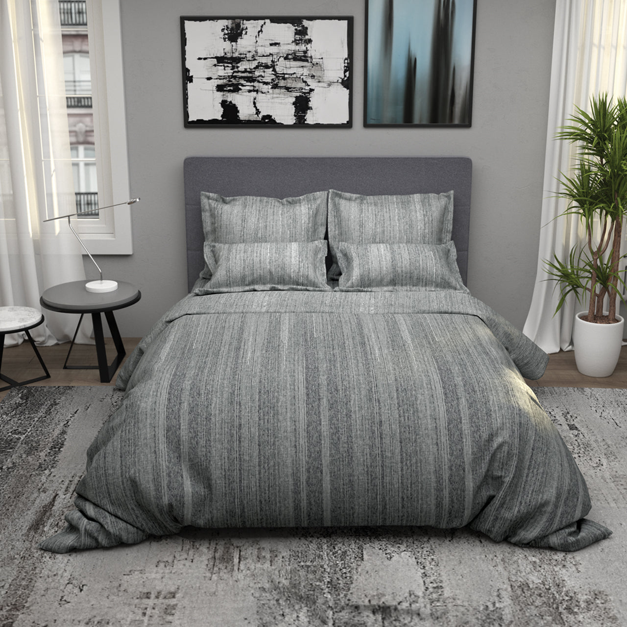 Πάπλωμα Υπέρδιπλο 220x230εκ. Salonica Βροχή (Γκρι)