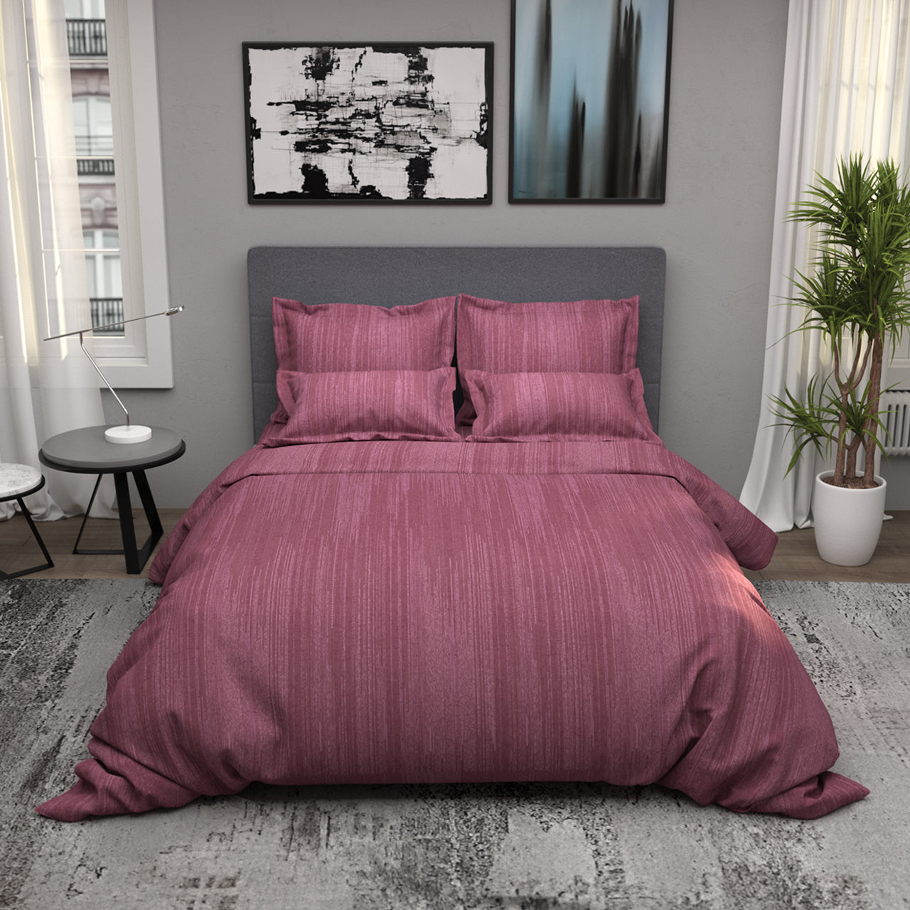 Πάπλωμα Υπέρδιπλο 220x230εκ. Salonica Βροχή (Φούξια)