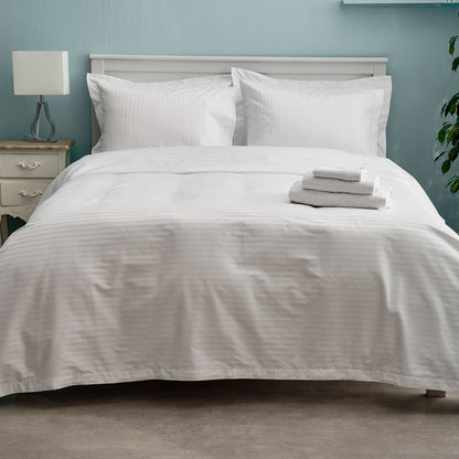 Σεντόνι Υπέρδιπλο με Λάστιχο 180x200+35εκ Satin Stripe Λευκό